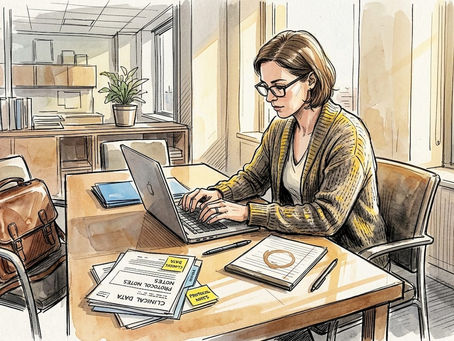 Professional working on regulatory compliance documentation