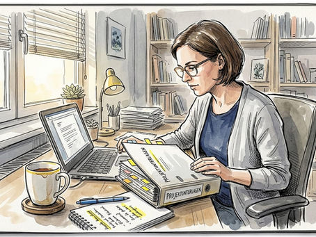 Ein Übersetzer arbeitet im Homeoffice und nutzt dabei ein KI-Modell als Unterstützung.