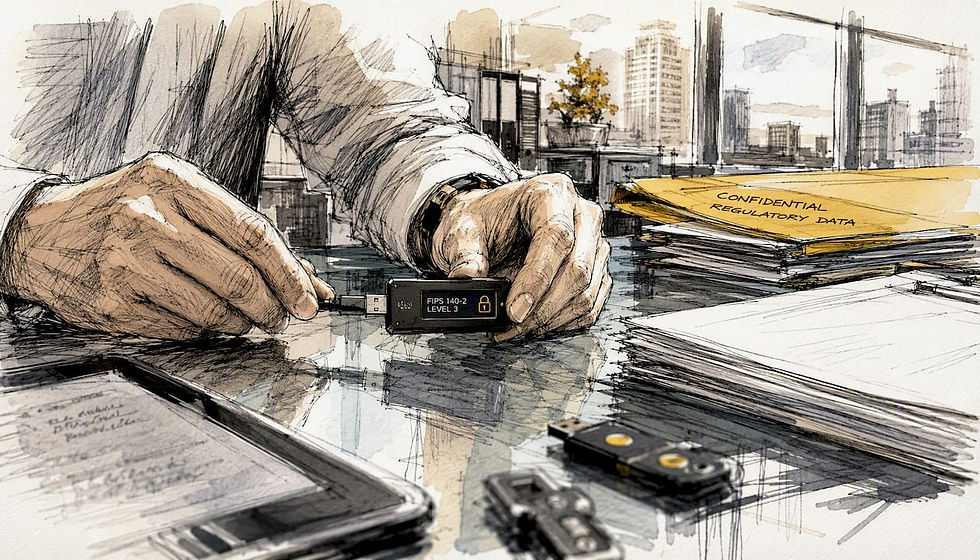 Encryption device connected for secure EU-hosted document processing