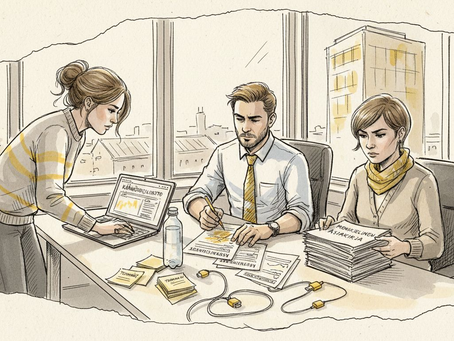 SaaS-lokalisaatiotiimi työskentelee tiiviisti yhdessä toimistolla.