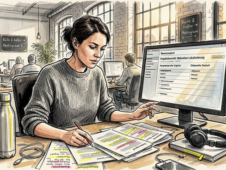 Projektmanager arbeitet mit einer Übersetzungssoftware-Plattform