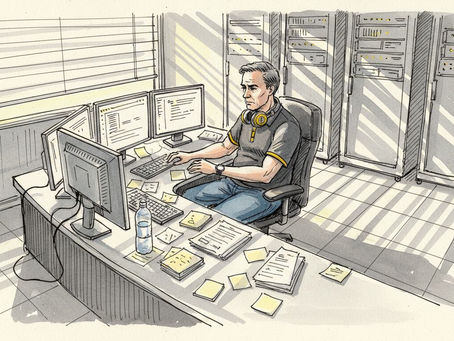 IT manager monitoring translation data security systems