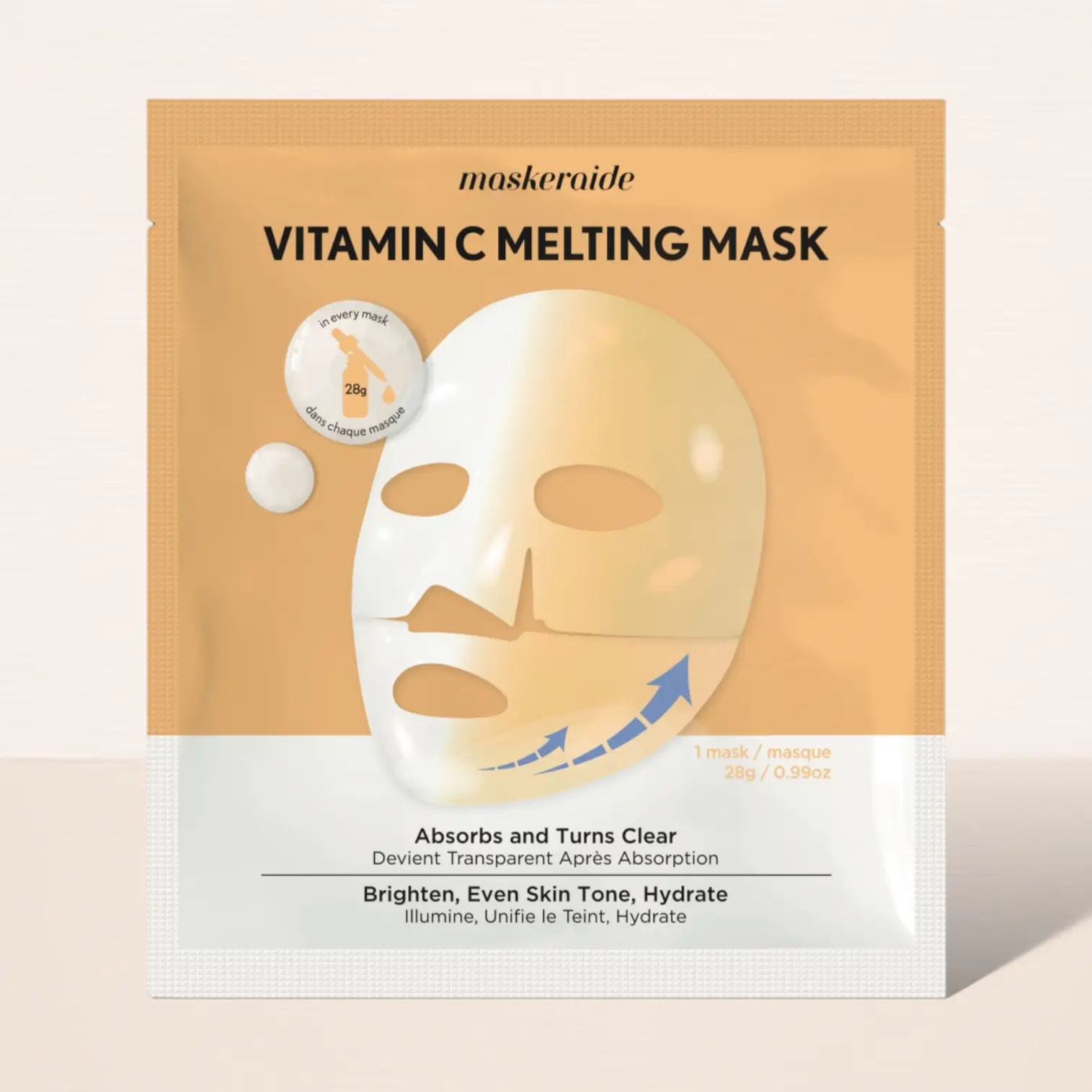 Masque hydrogel visage à la vitamine C – Masque fondant illuminant