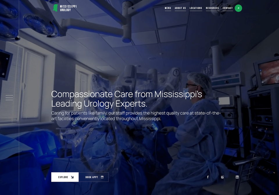 Homepage from MS Urology Website Redesign by Hynes Digital (2025)