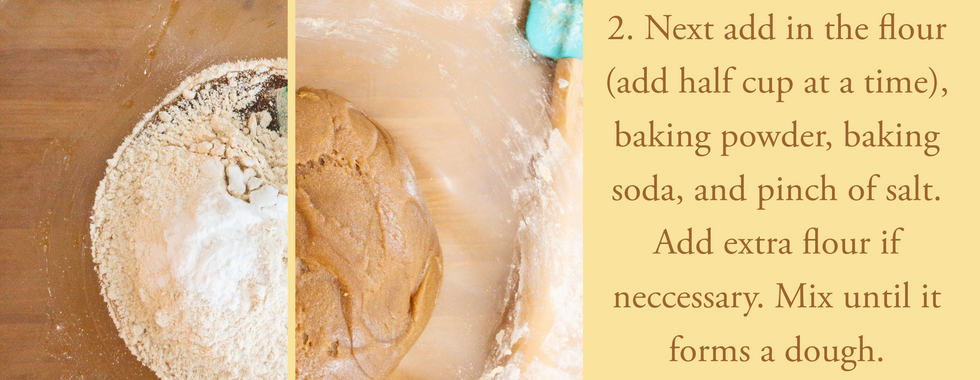 Adding the dry ingredients and forming a dough