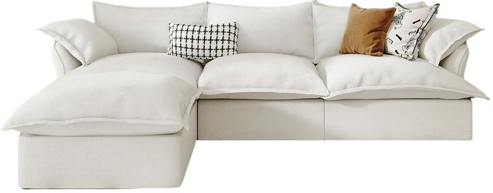Cloud Sectional Sofa,114.2" Large L Shape Convertible Modular Couches,Down Fill Sectional Sofa, Detachable Couch Cushion Covers,4 Seater Corner Sofa with Ottoman for Living Room, Cream White