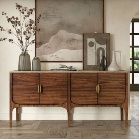 One Kings Lane - Caelum Travertine Buffet, Walnut