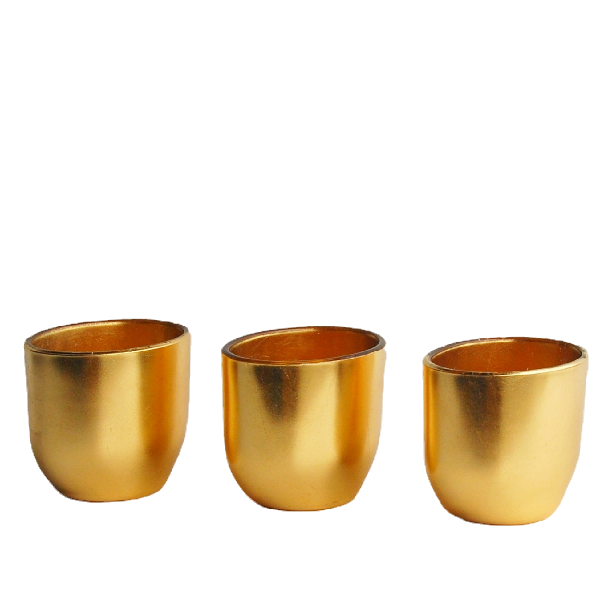 GILT Set/3 Gold Oval Vases