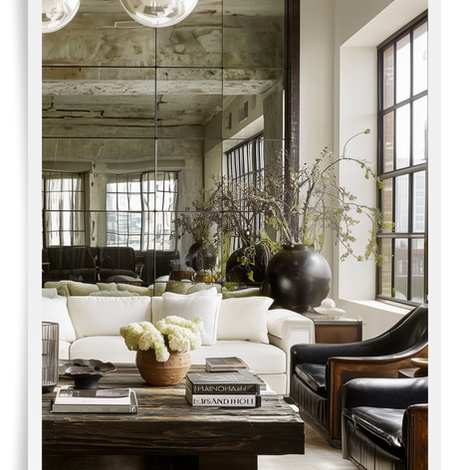 an industrial glam interior aesthetic with layering