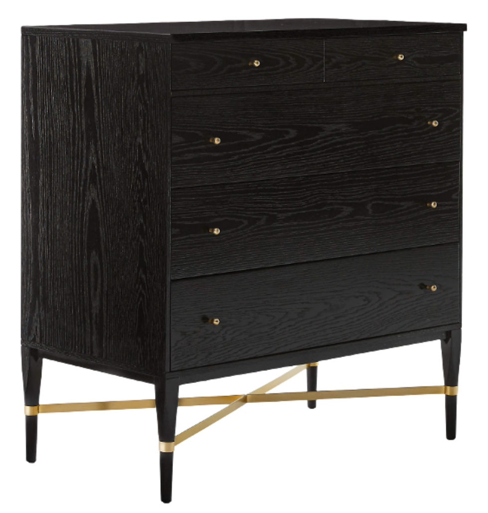 Hekman Furniture Doral Triple Night Stand – Doral Finish, 3 Storage Drawers, Oak Veneers & Mindi Solids, Antique Brass Hardware, Modern Home Bedroom Furniture