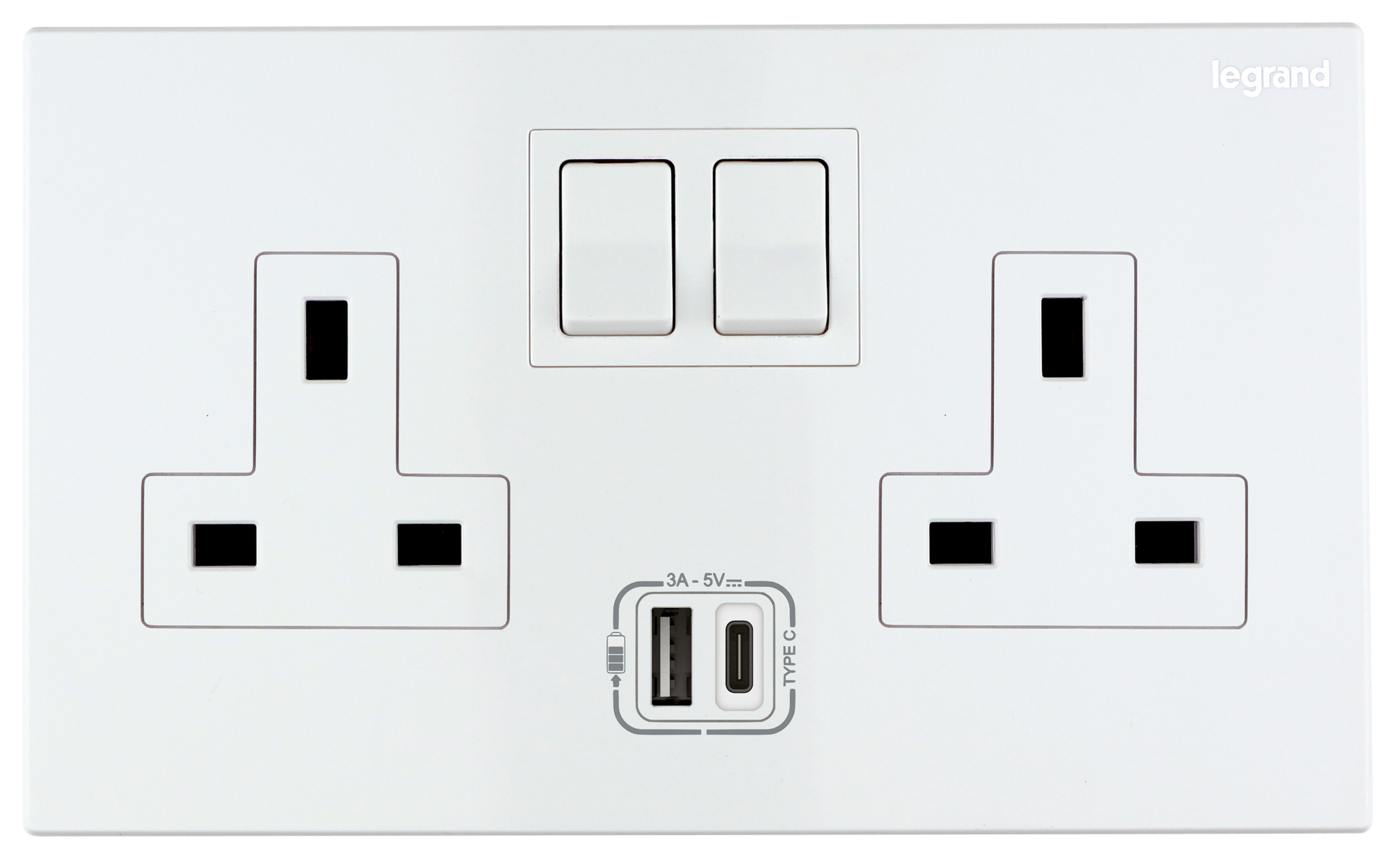 Legrand Galion 白 13A孖蘇有掣連Type A+C USB 插座