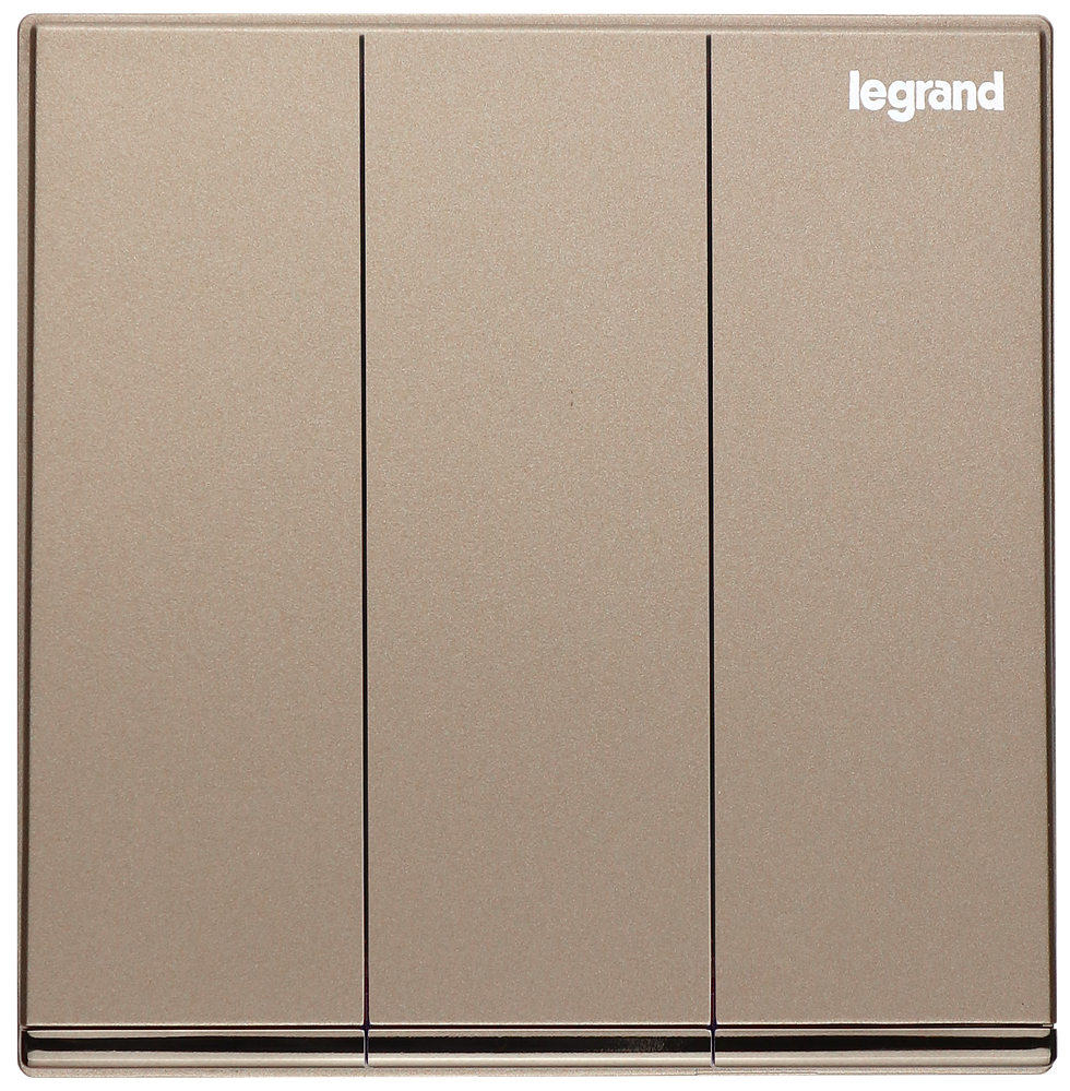 Legrand Galion 玫瑰金 3位雙控 帶指示燈 開關掣