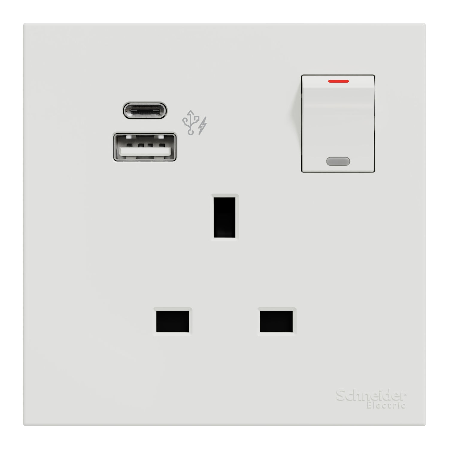 施耐德 奐然AvatarOn C 白 13A單蘇有掣連Type A+C USB 插座