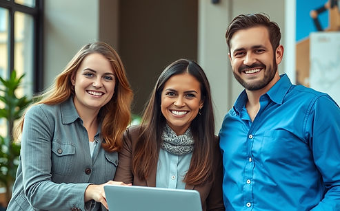 European looking people working togethe