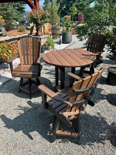 Poly Bar Height Round Table & 3 Swivel Balcony Chairs | Plumline
