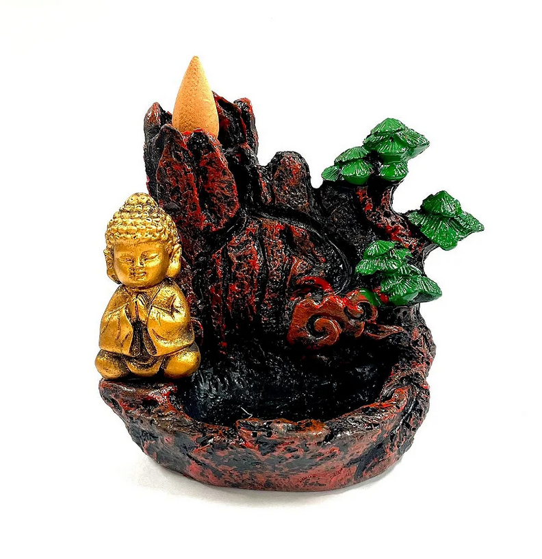 Incensário Cascata Buda com Floresta 10cm