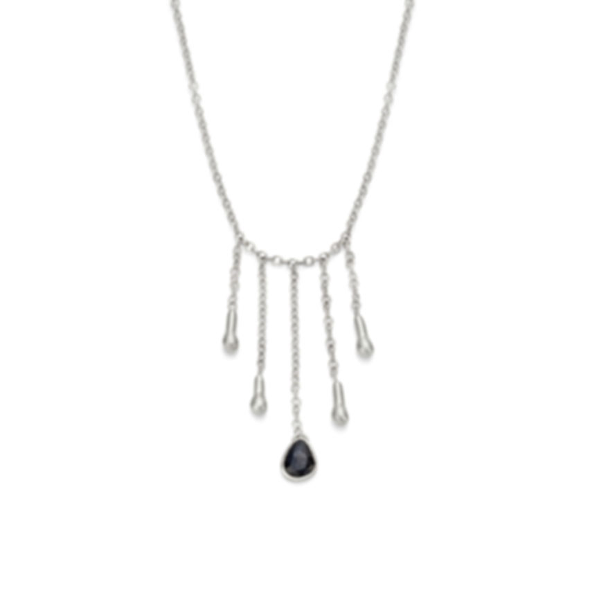 Sterling Silver Droplet & Sapphire Necklace 