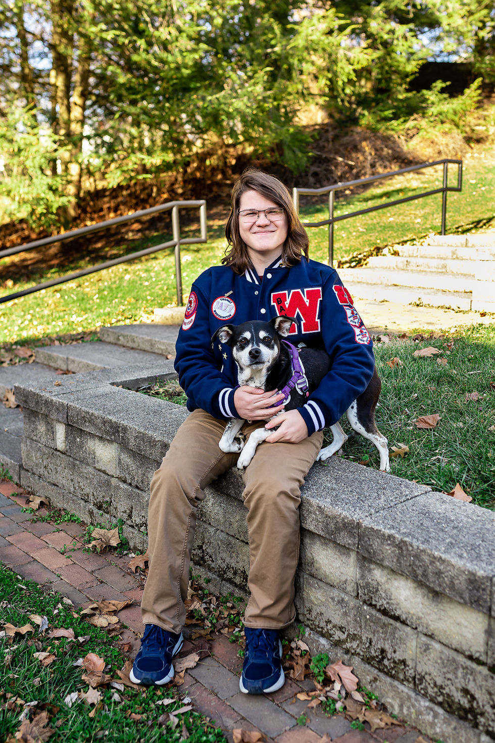 senior picture ideas for guy with dog in Columbus, Ohio