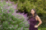 Summer senior picture in Westerville what to wear a purple dress flower senior picture