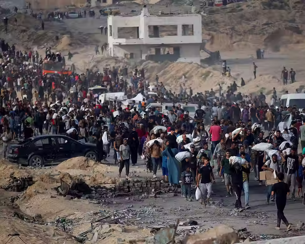 ‘Each day Palestinians continue to be killed while attempting to collect aid for their families from food hubs in Gaza.’ Photograph: Mahmoud Issa/Reuters