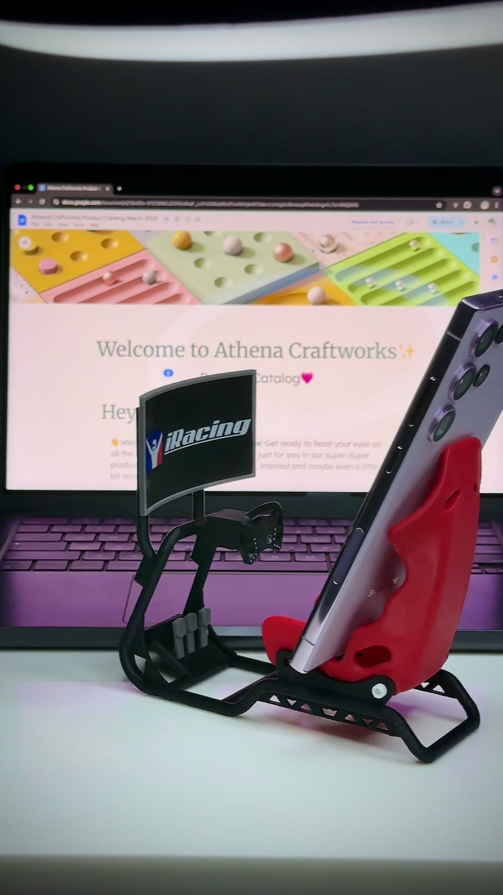Thumbnail: Racing Simulator Phone Stand Red Seat iRacing