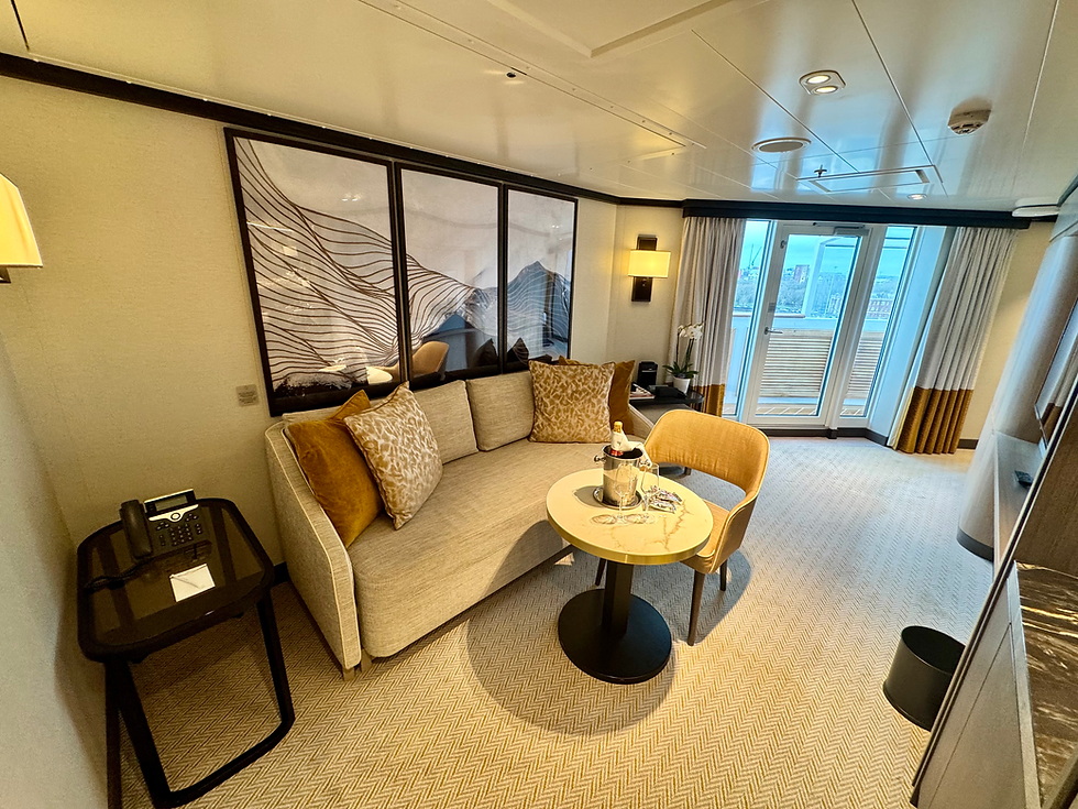 Image of living room in a cruise suite