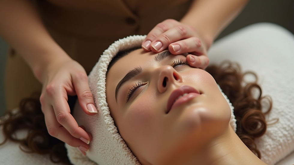 Close-up view of a scalp massage with botanical oil