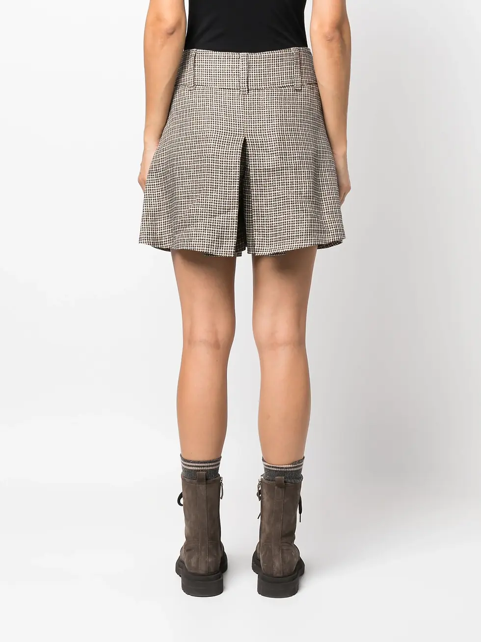 Thumbnail: Brunello Cucinelli Houndstooth-Pattern Linen-Blend Skort