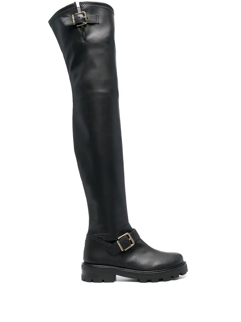 Thumbnail: Jimmy Choo Biker II Over The Knee Black Biker Boots