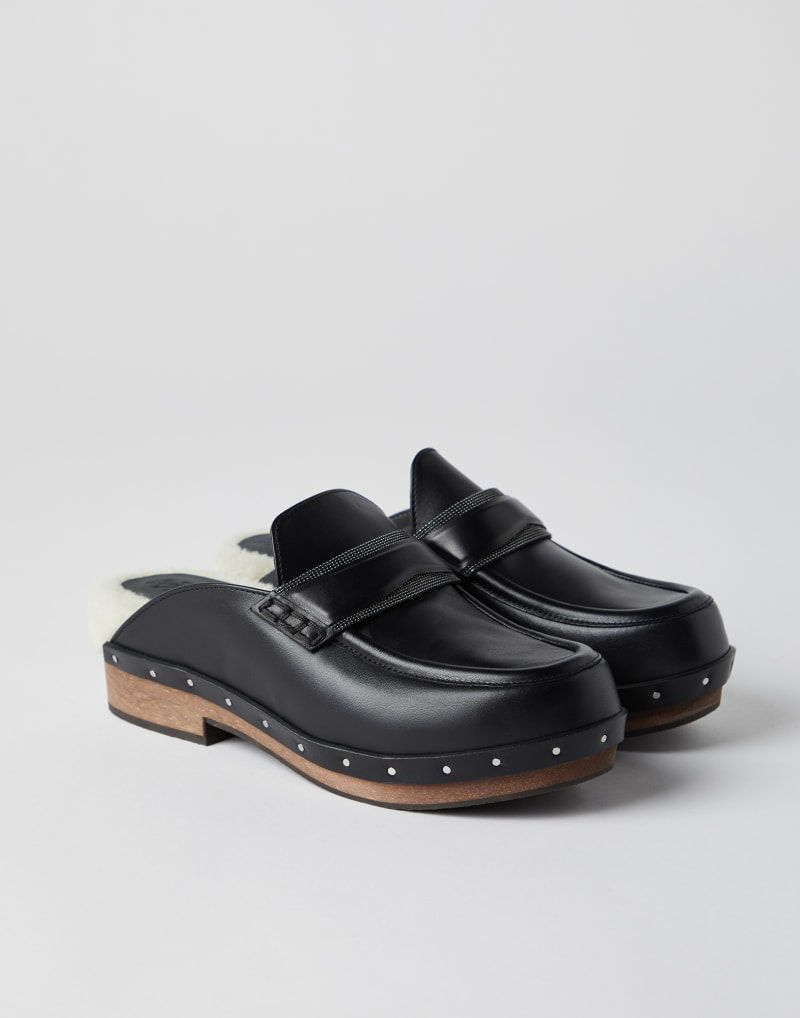 Thumbnail: Brunello Cucinelli Matte Calfskin Loafer-Style Clogs