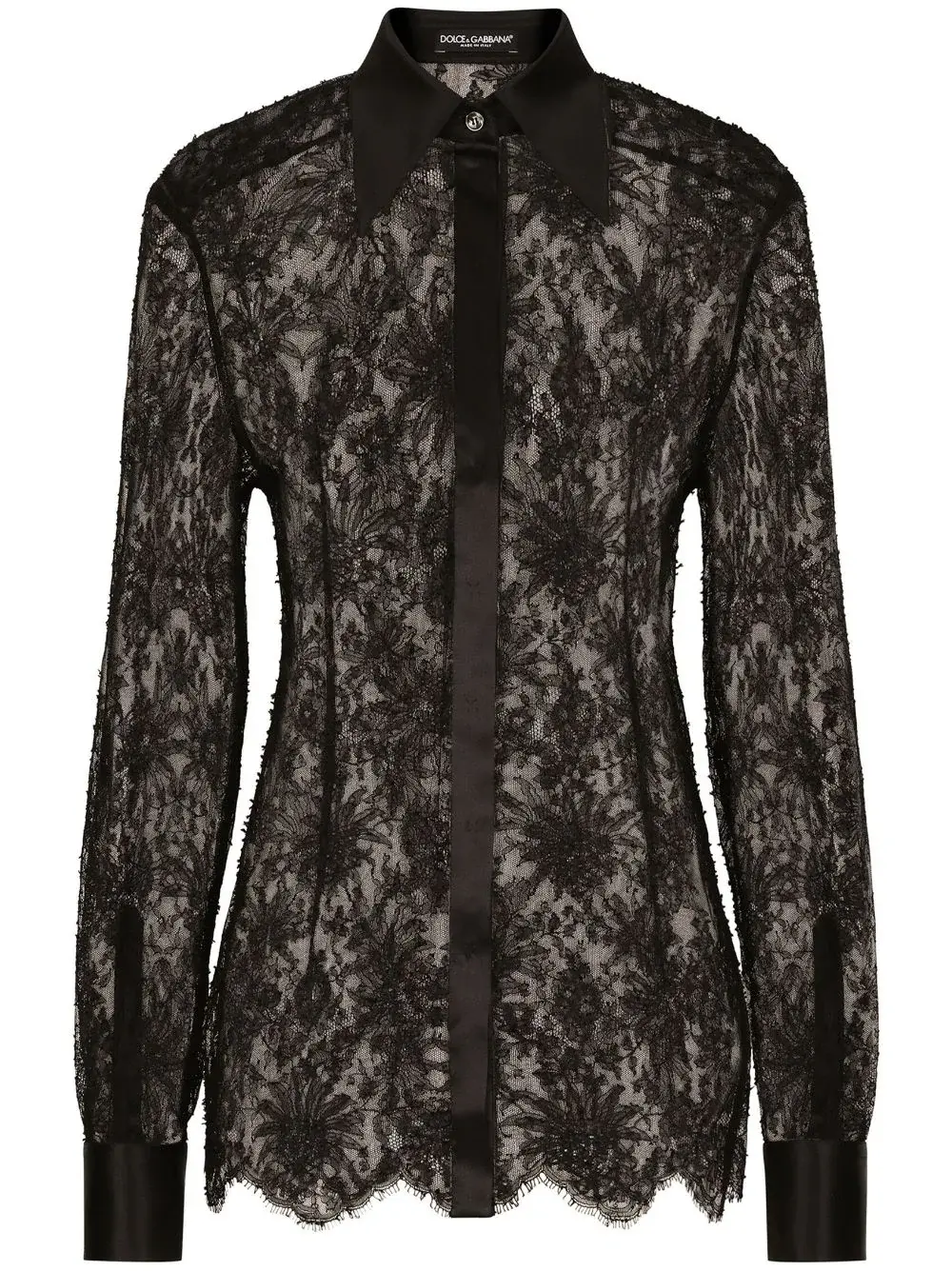 Dolce & Gabbana Semi-Sheer Floral-Lace Shirt