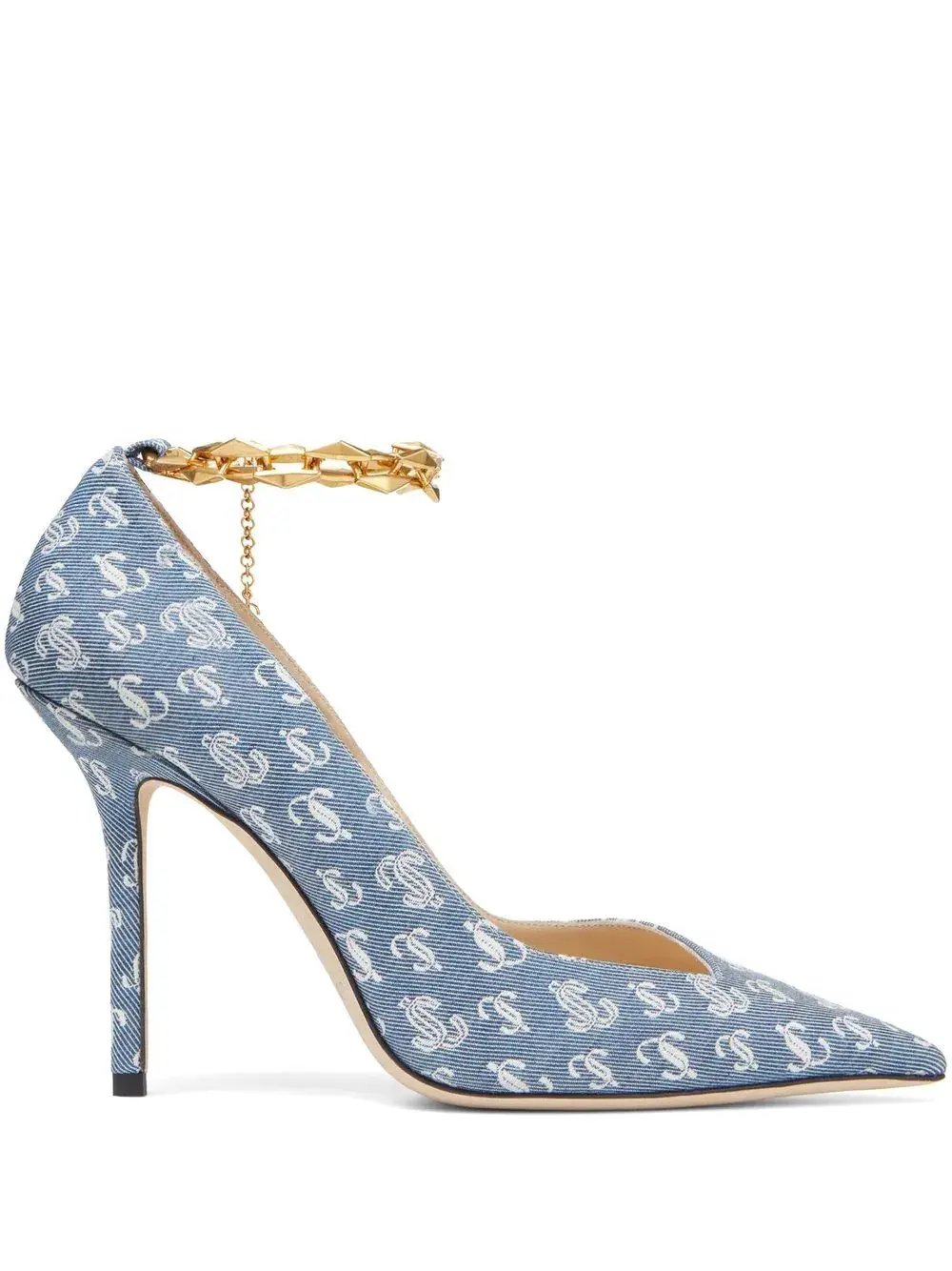 Jimmy Choo Diamond Talura 100 Denim JC Monogram Pumps