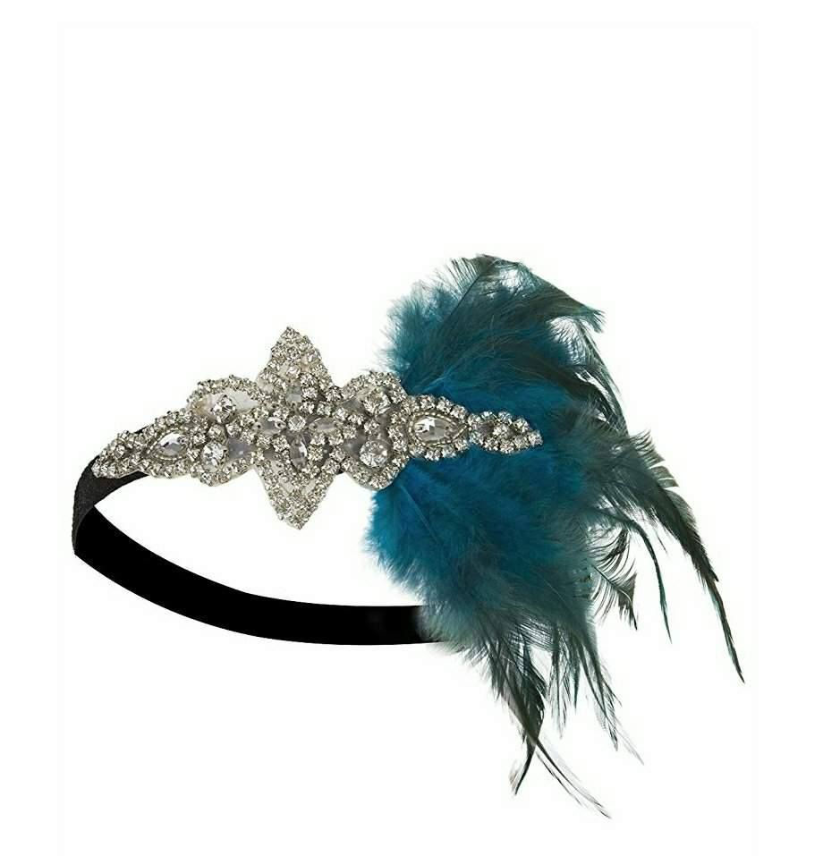 Thumbnail: 1920's Vintage Silver Peacock Flapper Headband