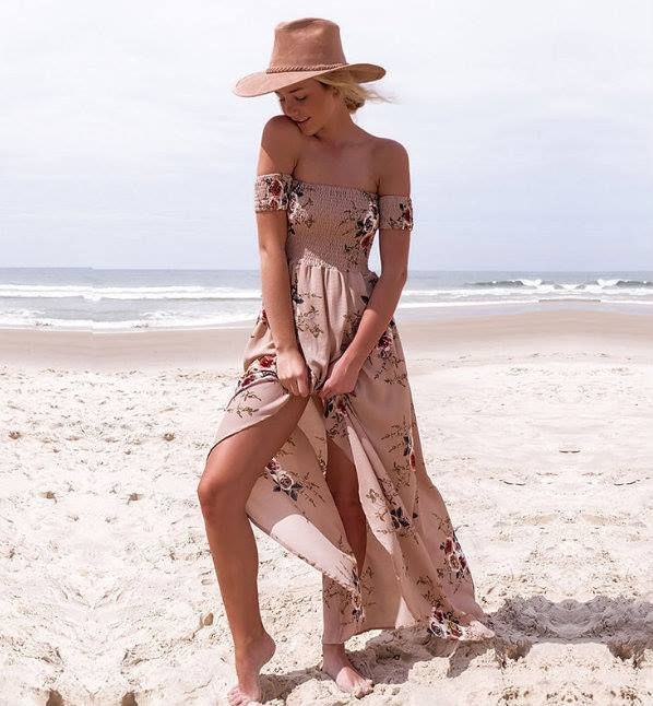 Thumbnail: Women's Off Shoulder Floral Beach Dress