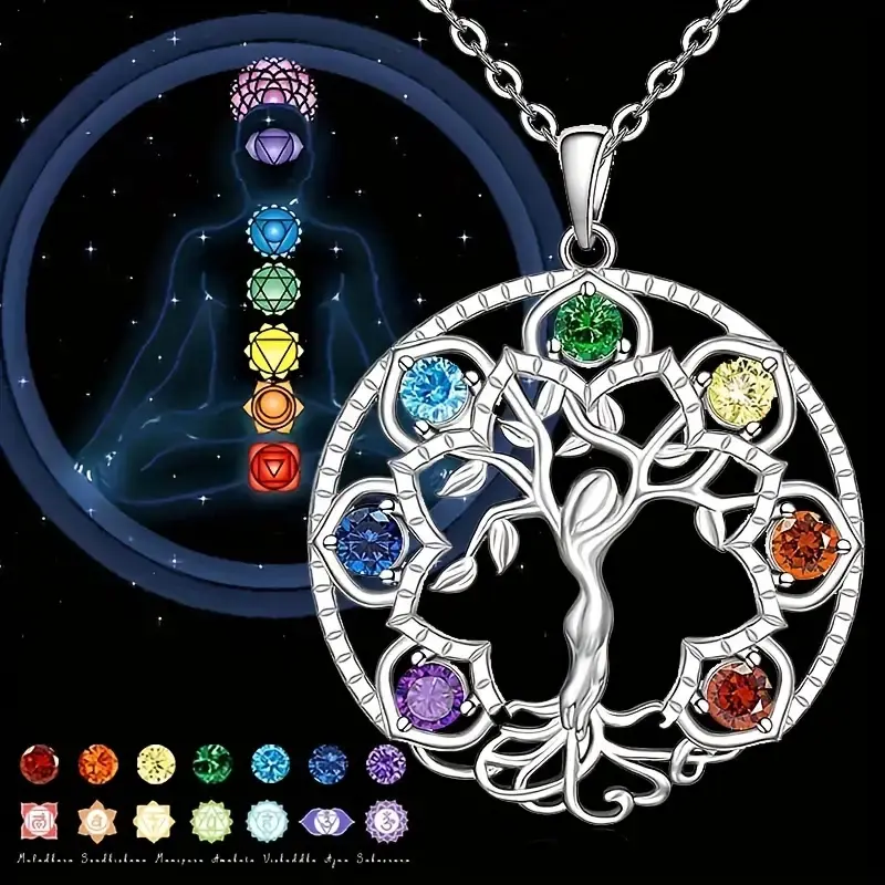 7 Chakra Tree Of Life Pendant Yoga Chakra Healing Stone Necklace