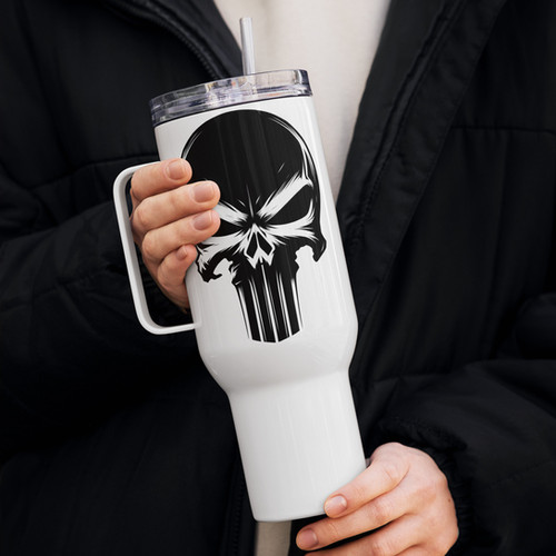 Punisher Travel mug with a handle | American Patriot Prt