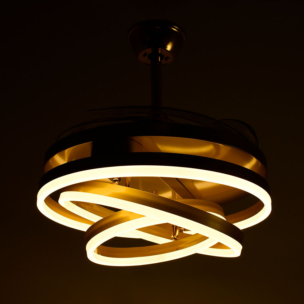 Miniatura: Ventilador DC SFERA BL/NE/ORO, 4 aspas retráctiles, 72W LED Al.45xD.108/50cm