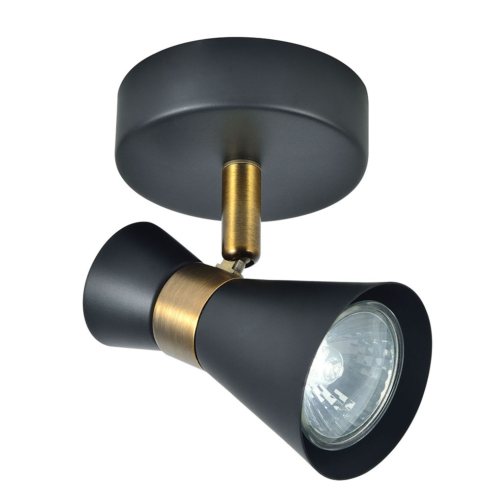 FOCO MAXIMO 1XGU10 NEGRO/CUERO 15X12X8,5 CM