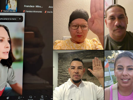Nalleli Pedraza toma protesta a Comité en Defensa de la Transformación de Fresno, California.
