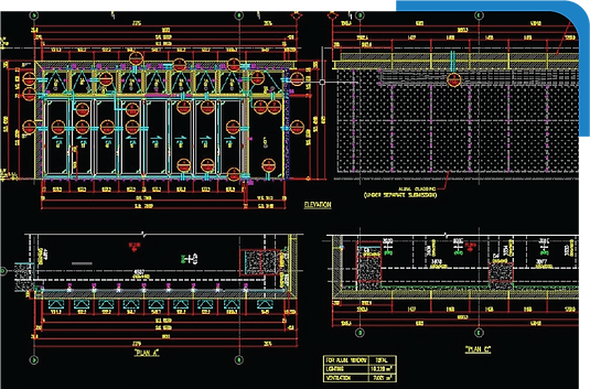 CAD drawing of folding door, cladding and window elevation