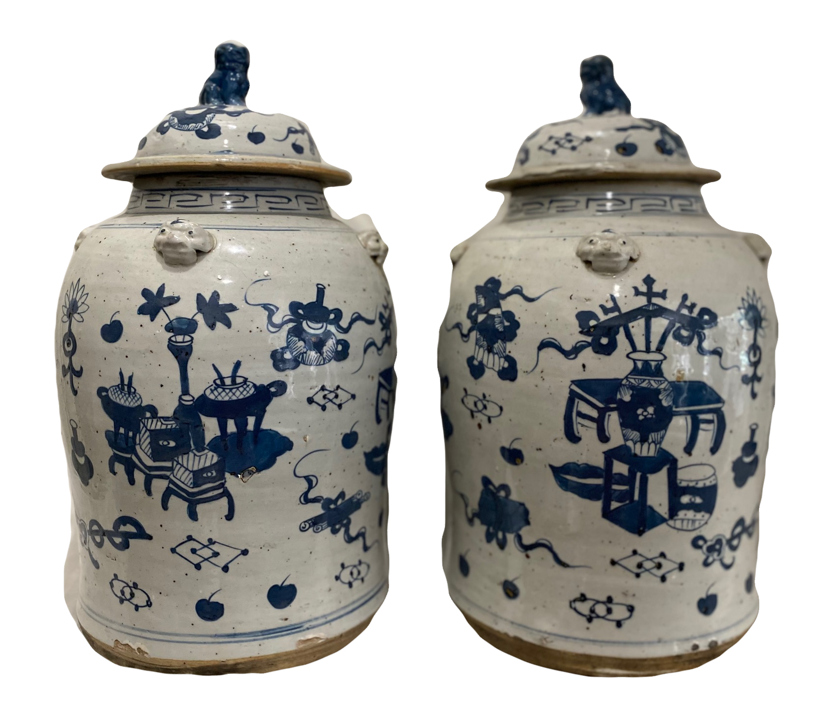 Pair of blue and white Chinese porcelain jars