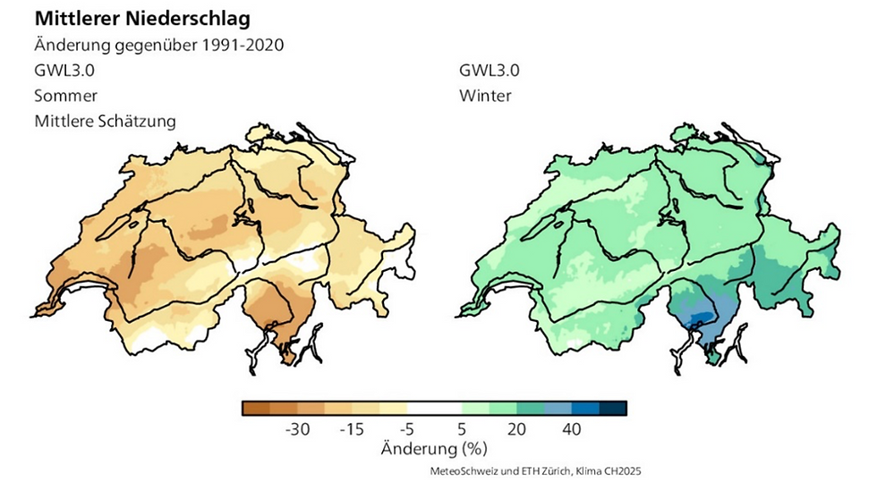 Mittlerer Niederschlag Meteo Schweiz - Agrarklimatologie