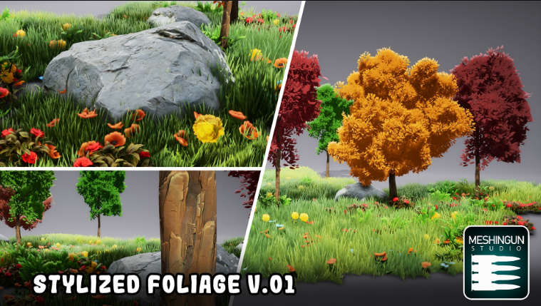 (Pre) Stylized Foliage Pack V.01 - Meshingun Studio