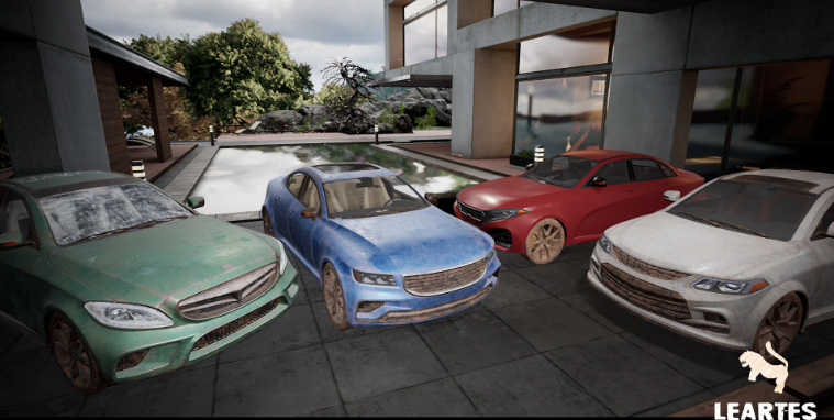 Sedan Car Vehicles Set Driveable / Animated / Realistic (Set of 4)