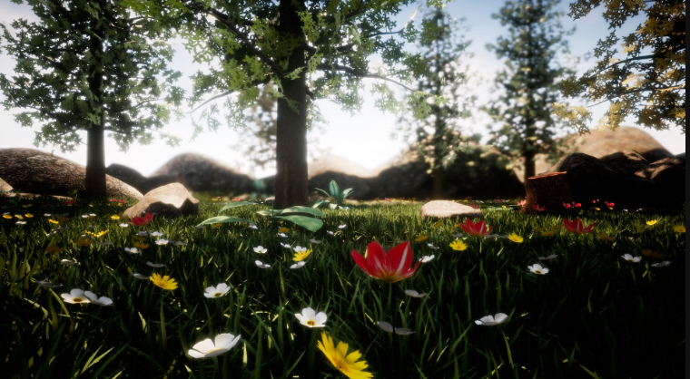 Forest pack. Easy landscape with plants and flowers