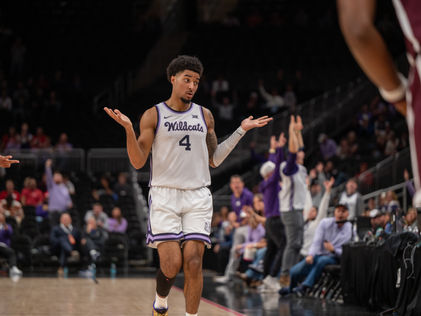 PJ Haggerty shrugs his shoulders and holds out his hands after scoring in T-Mobile Arena.