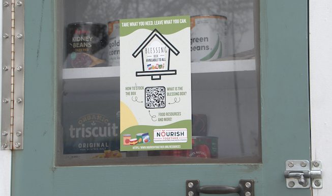 A blessing box with food inside.