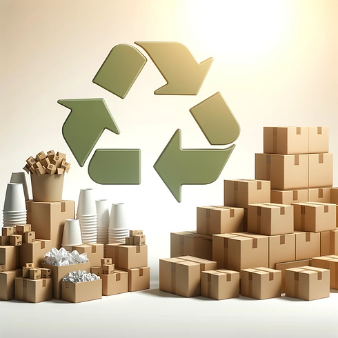 Illustration of cardboard boxes transforming into recycled products, emphasizing the positive impact of recycling.