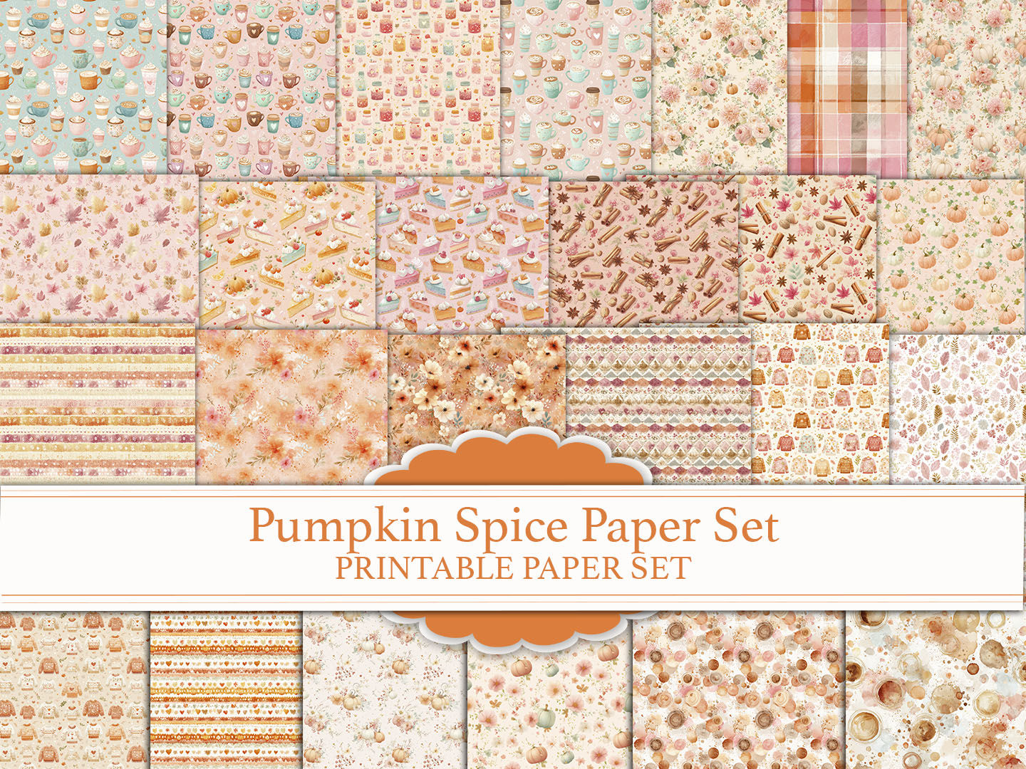 Pumpkin Spice Fall Themed Printable Paper Set