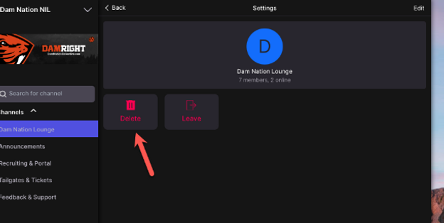 how to delete channel